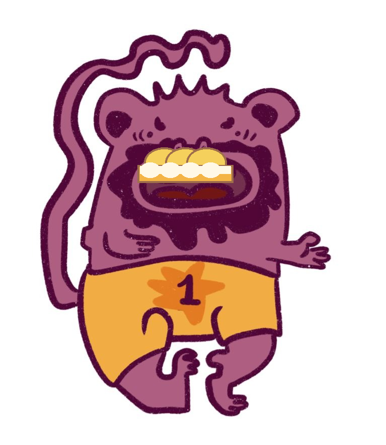 Paars geel figuur met soesje